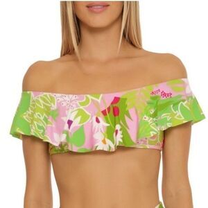 Trina Turk Womens La Palma Printed
Off-the-Shoulder Bikini Swim Top swimsuit 6